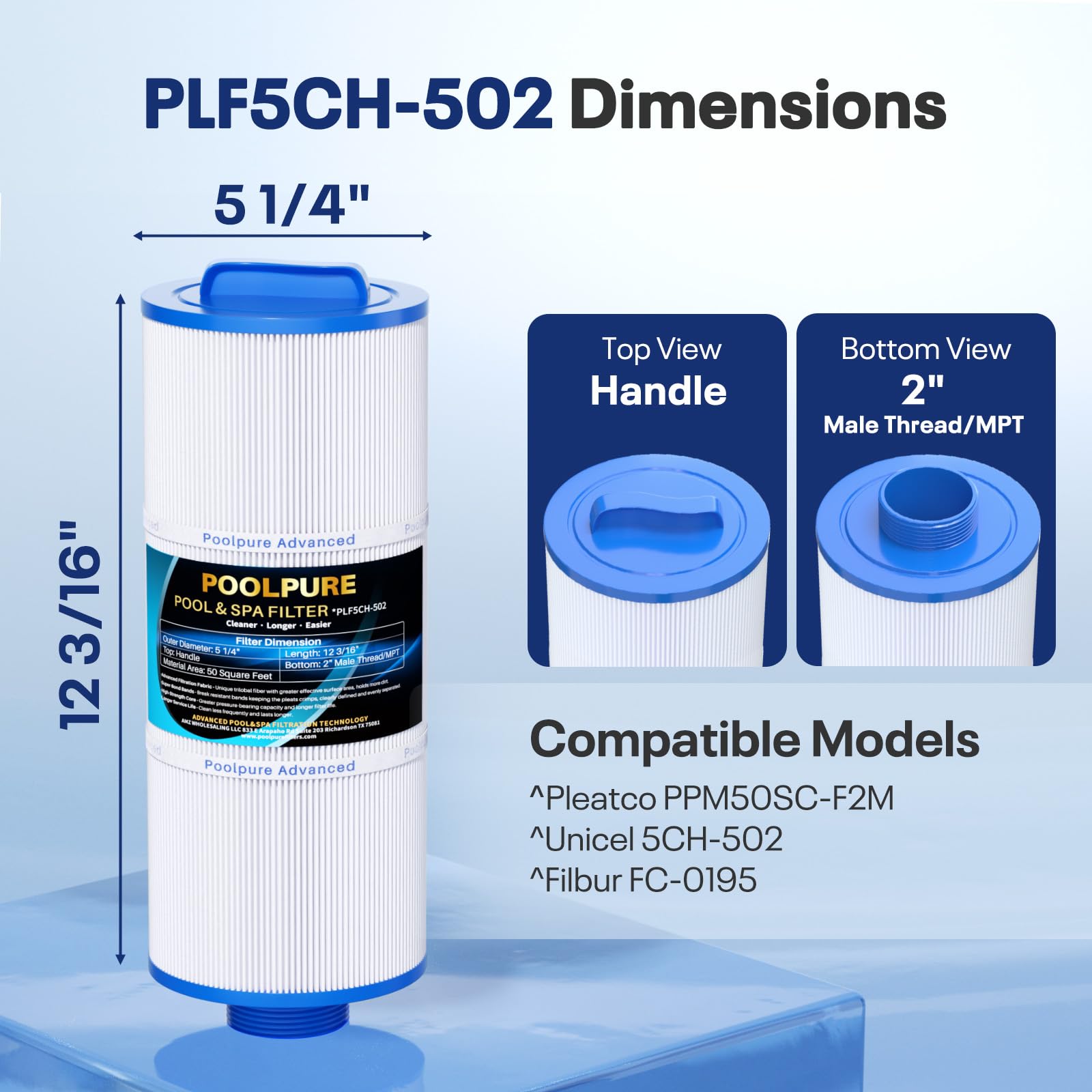 Amazon.com: POOLPURE 5CH-502 Fine Thread Spa Filter Replaces
